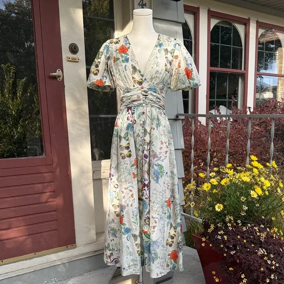 Anthropologie Floral Wrap Midi Dress Multicolor - Picture 1 of 7